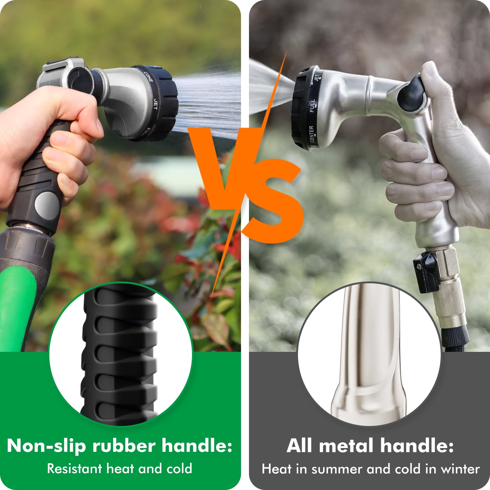 Restmo Ergonomic Heavy-Duty Garden Hose Nozzle, Soft TPU Rubber, 7 Watering Patterns, Thumb Control, High Pressure Sprayer