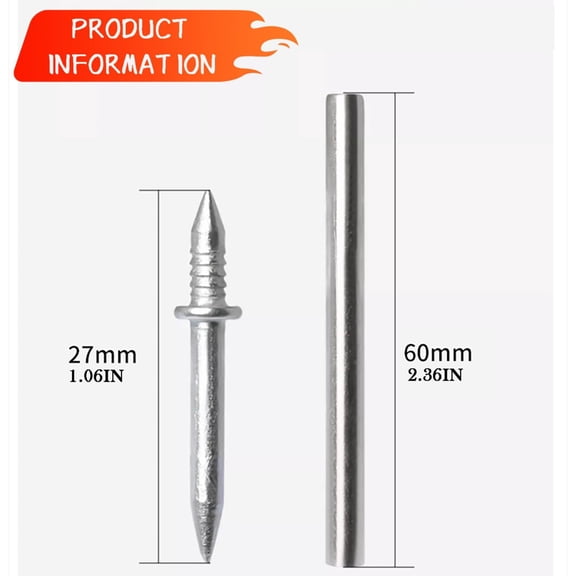 Clearance Under $2.69! 100PCS Double Head Base Thread Nails, Seamless Concrete Nails with Socket for Skirting Boards, Galvanized Steel, for Home Decor & DIY, (One Size, Silver)