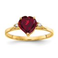 thumbnail image 1 of Solid 14k Yellow Gold 7mm Heart Created Simulated Ruby AA CZ Ring, 1 of 1