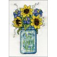 thumbnail image 2 of Design Works Stitch & Mat Counted Cross Stitch Kit 3"X4.5"-Floral Jar (18 Count), 2 of 2