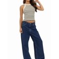 thumbnail image 3 of Halter Tank Tops for Women Summer Striped Stretchy Ribbed Knit - Shirts Slim Fitting White XL, 3 of 8
