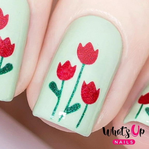 Whats Up Nails - Tulips Vinyl Stencils Nail Art Design