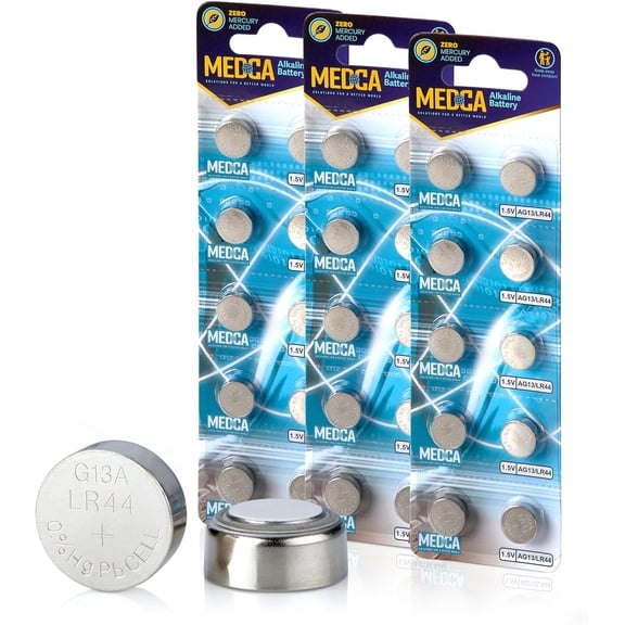 MEDca 1.5V Alkaline Batteries - LR44 AG13 357 303 SR44 Battery - Button Coin Cell for Hearing Aids and Amplifiers, 30 pcs