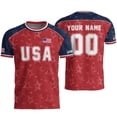thumbnail image 2 of Zimjoy USA Soccer Jersey Men Custom Name Number Short Sleeve Personalized USA Jersey Shirts Patriotic Flag Football Fan Match Sports Shirt Red M, 2 of 4