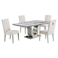 thumbnail image 1 of White Marble 5 piece Dining Set with Silver Stainless Steel Base, 1 of 5