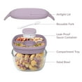 thumbnail image 3 of Bentgo Glass - Leak-Proof Salad Container with Large 61-oz Salad Bowl, 4-Compartment Bento-Style Tray for Toppings, 3-oz Sauce Container for Dressings, and Built-In Reusable Fork (Lavender), 3 of 5