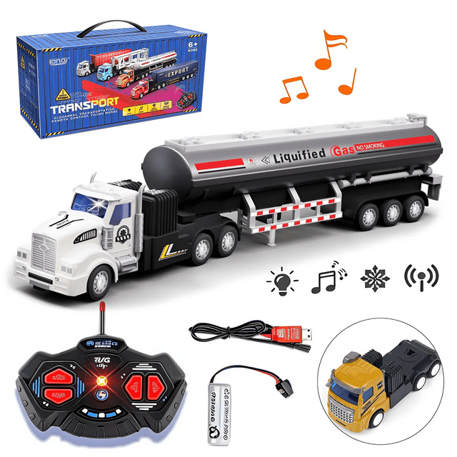 Juguetes Control Remoto Cisterna Regalos Para Ninos Recargable Con Luces Y Música Xtellar Negro