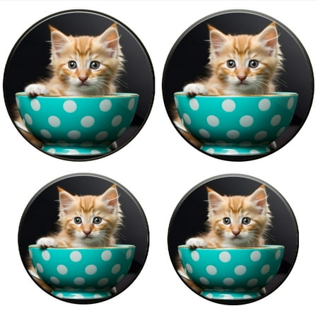 

Bahomeck Gas Stove Burner Cover Set Of 4 Cute Ginger Kitten Sitting In Turquoise Teacup Metal Electric Stove Burner Covers Protecting Gas Stoves Kitchen Decor，8 Inch And 10 Inch