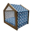 thumbnail image 2 of Whale Pet House, Bicolor Whales in the Sea in Cartoon Drawing Style Underwater Wildlife, Outdoor & Indoor Portable Dog Kennel with Pillow and Cover, 5 Sizes, Navy Blue Aqua Beige, by Ambesonne, 2 of 5