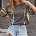 thumbnail image 5 of Taqqpue Womens Summer Tops Crew Neck 3/4 Sleeve Casual Striped Lightweight Knit Trendy Boho Clothes Pullover Sweaters, 5 of 9