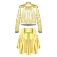 thumbnail image 2 of Doomiva Kids Girls Hip Hop Jazz Dance Outfits Shiny Metallic Long Sleeve Zipper Bomber Jacket Coat with Skirt Set Gold 12, 2 of 6