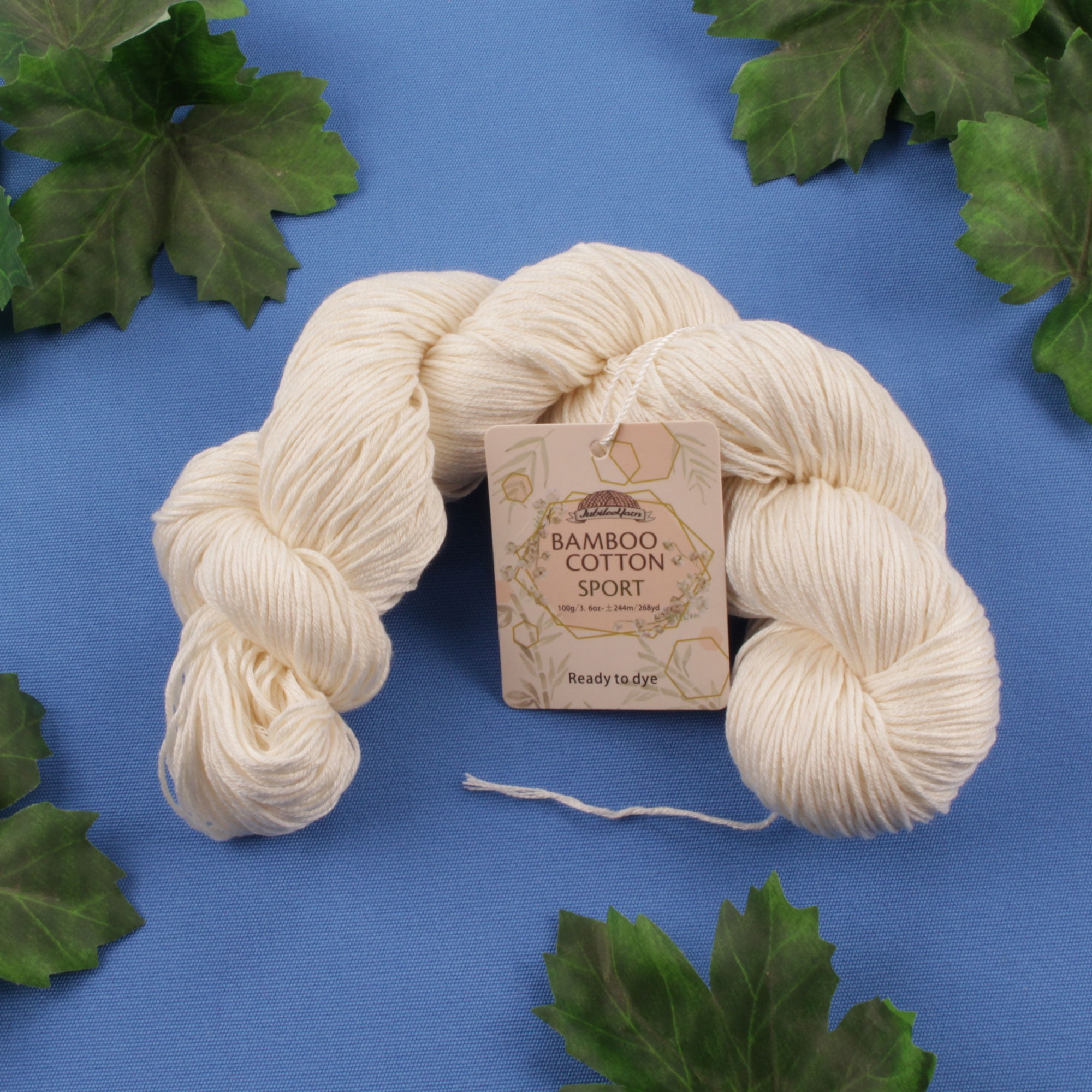JubileeYarn Undyed Bamboo Cotton Sport Yarn - 100g/Hank - 4 Hanks