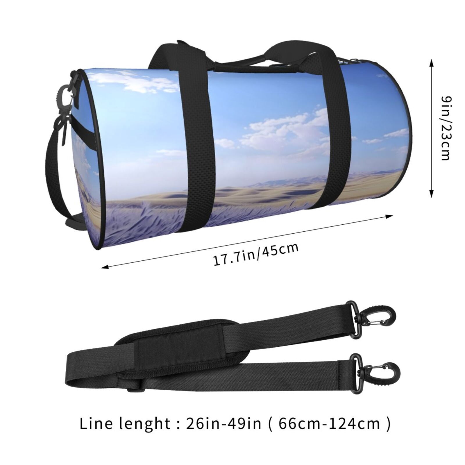 Vsdgher Lavender Fields Under Blue Sky 45L Foldable Duffel Bag, Sports Gym Bag,Overnight Bag, Portable Weekender Bag for Airplanes