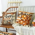 thumbnail image 4 of Happy Fall Y''all Pumpkin Decorative Throw Pillow Covers 18 x 18 Set of 4, Autumn Polka Dots Maple Leaf Porch Patio Outdoor Pillowcase, Farmhouse Thanksgiving Stripes Cushion Case Home Decor, 4 of 6