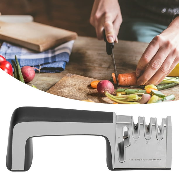 Afilador De Cuchillos De Piedra, 4 Cabezales, Uso Rápido, Seguro, Cómodo, Resistente Al Deslizamiento, Utensilios De Cocina Para Cuchillos Y Tijeras