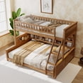 thumbnail image 5 of Twin XL over Queen Bunk Bed with Integrated Shelving, Color-Changing Lights and Pegboard, Brown, 5 of 9