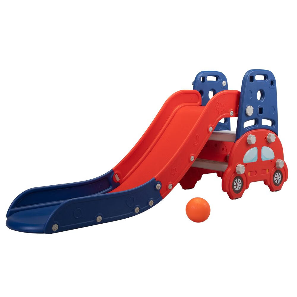 Baby Highchair and Toddler Slide with Basketball Hoop, EasyClimb Stair