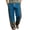 Blue, variant on Men's Patchwork Print Hippie Pants Bohemian Yoga Boho Pant Drawstring Elastic High Waist Baggy Wide Leg Trouser