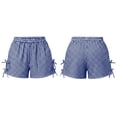 thumbnail image 5 of Aboser Womens Summer Beach Boxer Shorts Gingham Plaid Shorts Cute Bowknot Lounge Shorts Casual Elastic Waist Shorts with Pockets, 5 of 9