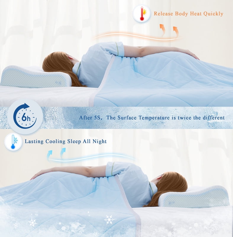 Cooling Comforter Twin Size, Double-Sided Cooling Tech Fabric Blanket for Hot Sleepers and Night Sweats, All-Season Breathable Lightweight Comforter, Light Blue