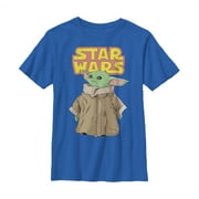 Boy's Star Wars: The Mandalorian The Child Retro Logo Stance Graphic Tee Royal Blue Large