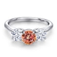 thumbnail image 3 of Gem Stone King 925 Sterling Silver Ecstasy Mystic Topaz and White Zirconia Engagement Ring for Women | 2.50 Cttw | Round 6MM | Gemstone November Birthstone | Size 8, 3 of 6