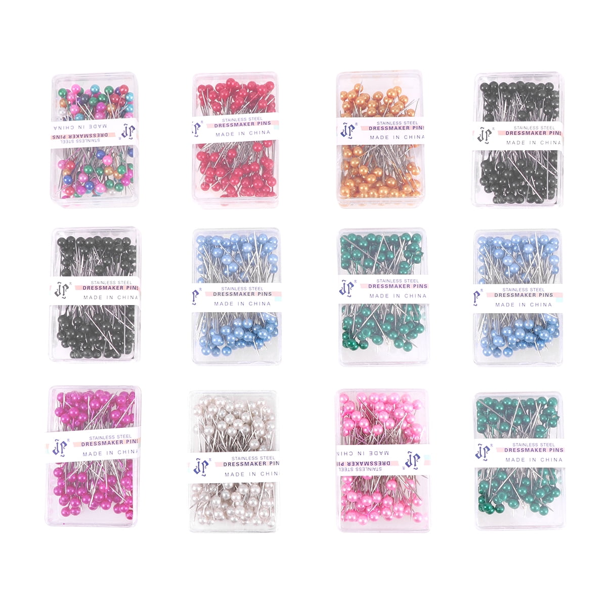 12 Box/1200 Pcs of Multicolor Dressmaker Bead Head Push Map Tacks for