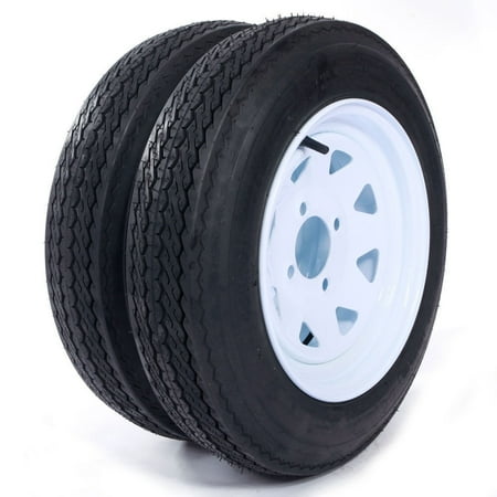 - Two Trailer Tires On Rims 4.80-12 480-12 4.80 X 12 LRB 4Lug Wheel White Spoke