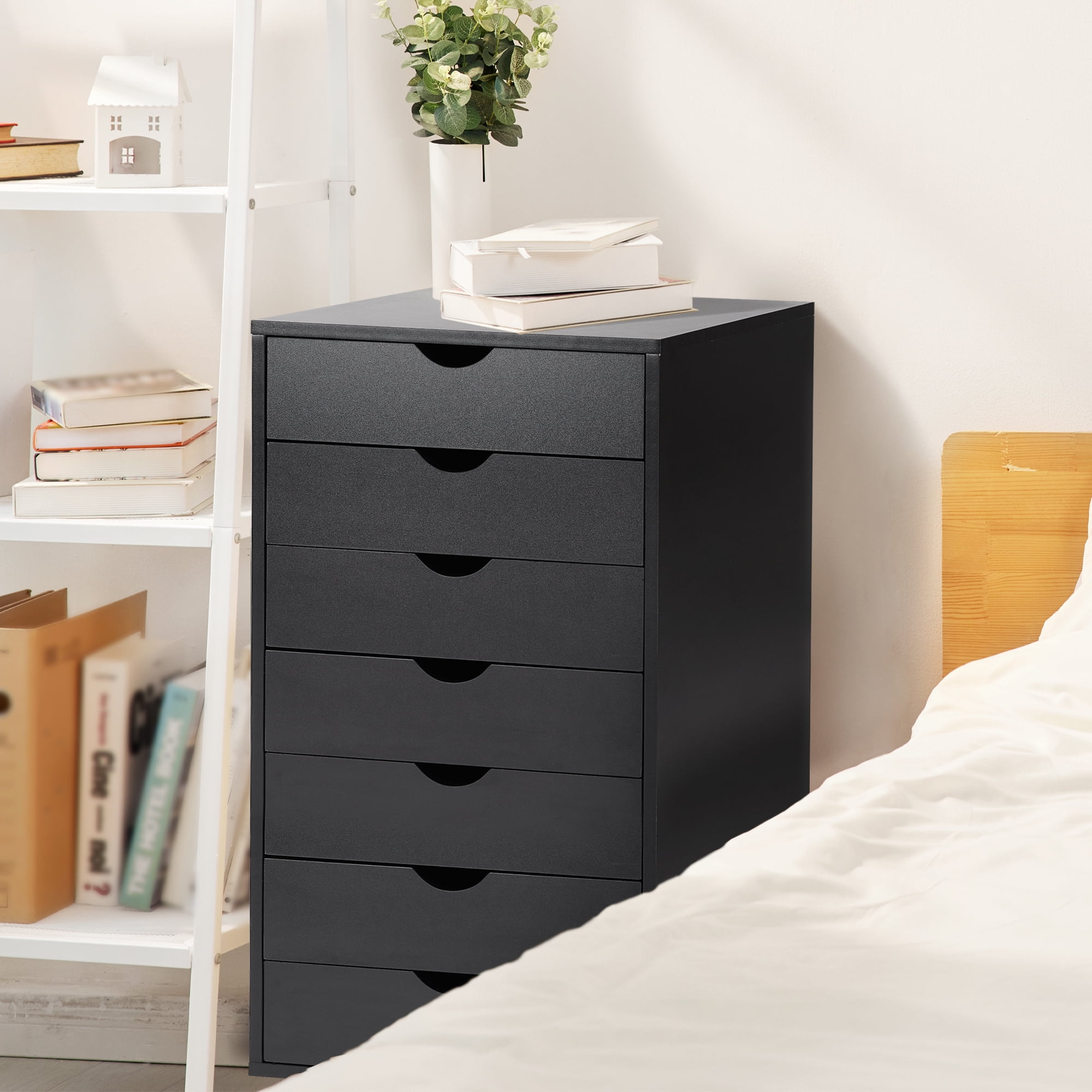 7 Drawer Dresser - Spacious Wood Storage Cabinet for Bedroom, Home, Office Organization, Black