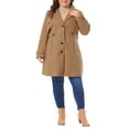thumbnail image 2 of Agnes Orinda Women's Plus Size Notched Lapel Elegant Fall Winter Overcoat 4X Camel, 2 of 6