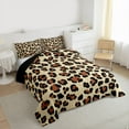 thumbnail image 3 of Manfei Teens Children Leopard Cheetah Print 3 Pieces Queen Comforter Set,Animal Print Ultra Soft Bedding Sets,Black Brown Bedding Comforter Set,Super Cozy Room Decor,Reversible, 3 of 8
