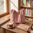 thumbnail image 4 of Leodye 1PCS Large Capacity Star Pattern Cloth Shoulder Bag, Casual Multipurpose Handbag for Daily Shopping and Travel -11.81x3.94x11.02in, 4 of 6