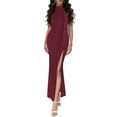 thumbnail image 2 of ClodeEU Women's Mock Neck Sleeveless Maxi Dress with Scarf,Elegant Solid Color High Split Evening Gown Wine,Women's Plus L, 2 of 5