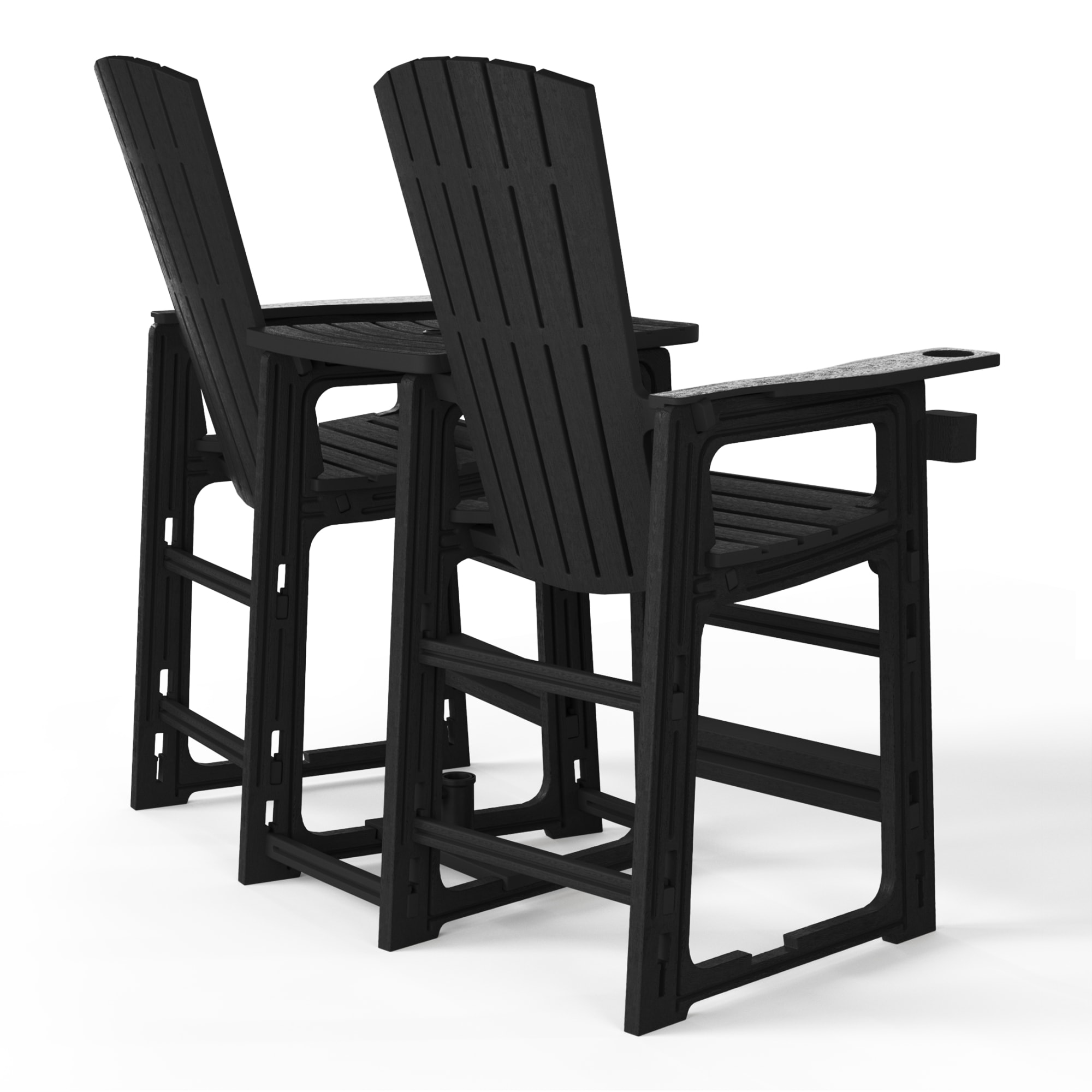 WestinTrends Azura Outdoor Tall Adirondack Chairs With Connecting Table Tray (Set of 2), Black