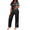 Black, variant on Women's Silky Satin Pajama Set Daily Pajama PJ Sleepwear Satin Silk Pajama Set 2 Pieces Loungewear