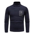 thumbnail image 2 of Wavsuf Sweaters for Men Turtleneck Solid Slim Thermal Knitted Navy Sweaters Tops Size L, 2 of 5
