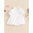 thumbnail image 4 of Caoirhny Baby Girls Summer Jumpsuit Casual Floral Embroidered Lace Short Sleeve Newborn Romper for Toddler Cute Clothes, 4 of 9