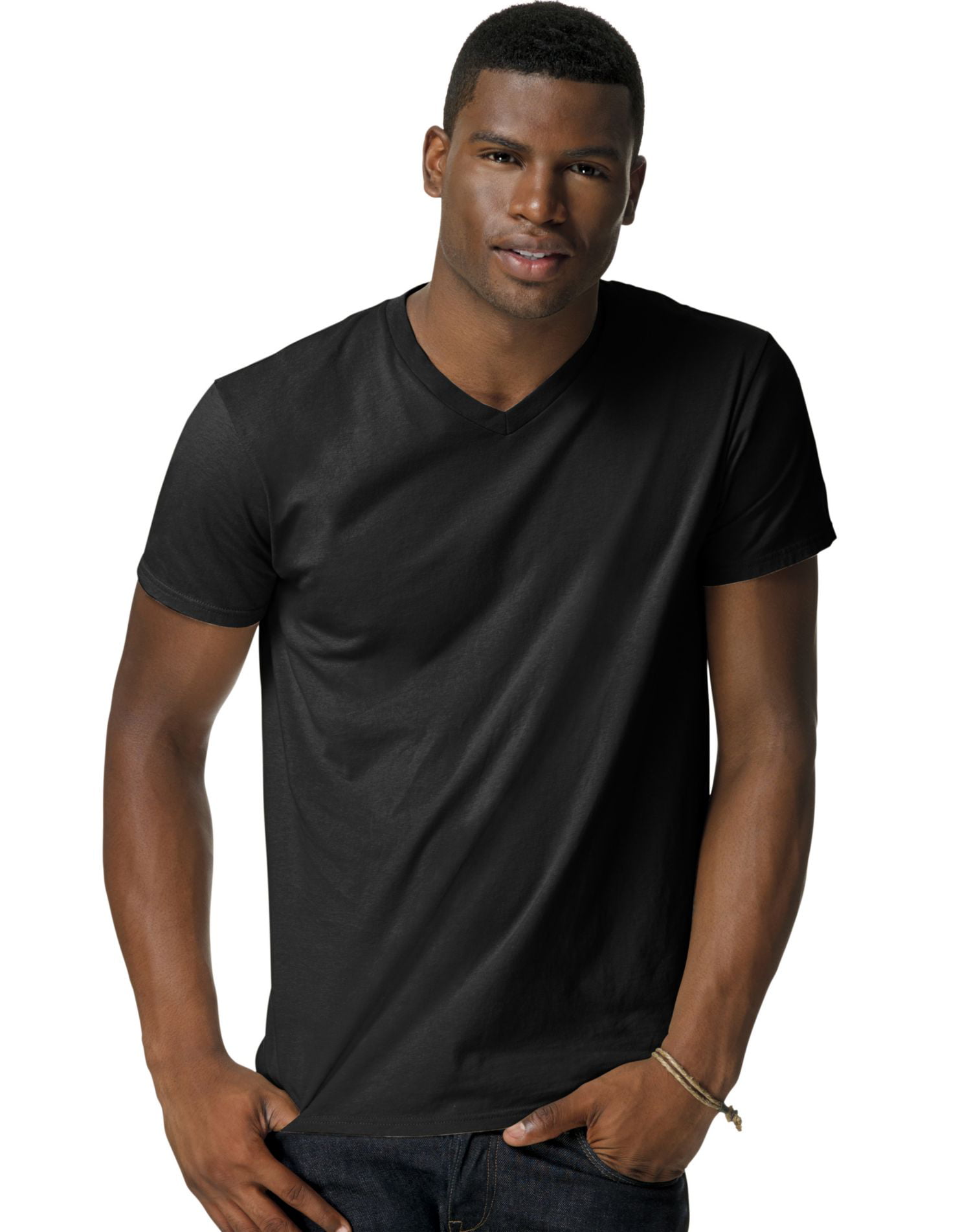 Hanes Nano-T Men`s V-Neck T-Shirt, 2X, Black | Walmart Canada