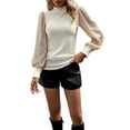 thumbnail image 2 of Suéteres Prolriy para mujer, blusas de lentejuelas brillantes, blusas de manga larga con lentejuelas, blusas elegantes para fiestas, ropa de club, suéteres para mujer, blusas para mujer, beige XL, 2 of 7