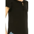 thumbnail image 5 of Women's Solid Overlapping Short Sleeve Top with Front Keyhole and Ruffle Accent, 5 of 5