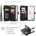 thumbnail image 3 of Wallet Case Compatible with Samsung Galaxy Note 10 Plus, Multifunctional Magnetic Closure Folio Case, [RFID Blocking] Durable PU Leather Flip Lanyard Strap Wristlet Zipper Card Holder Case, Black, 3 of 10