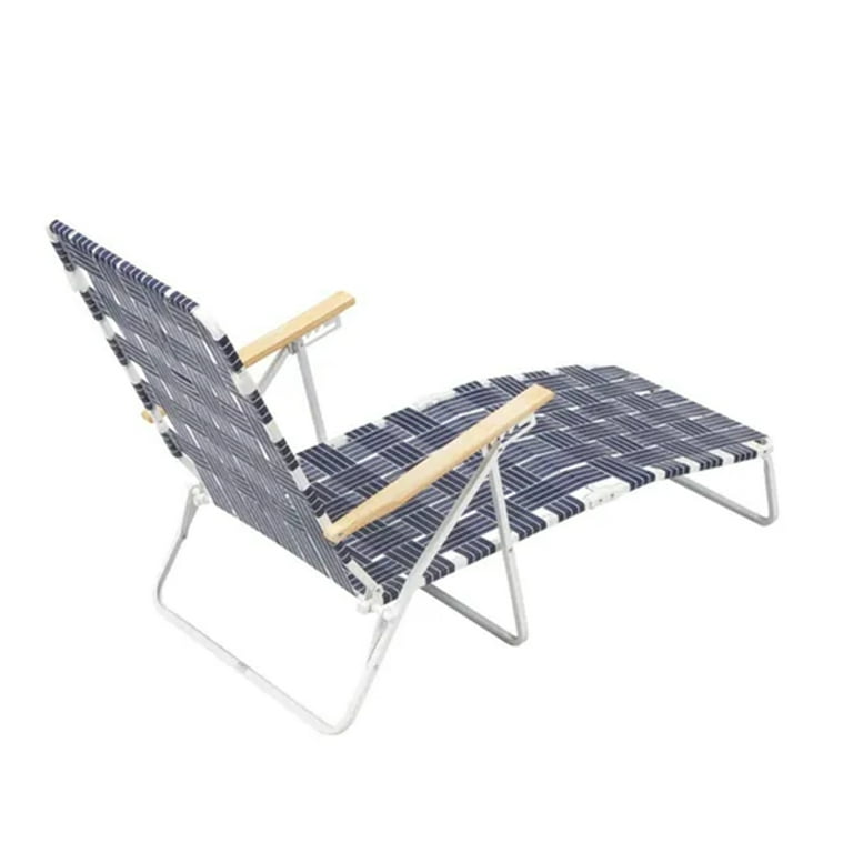 Rio Brands Web Chaise Lounge High Back White Steel Frame Blue Web for Pools and Beaches