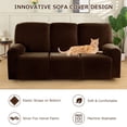 thumbnail image 4 of SHANNA Stretch 8 Piece Solid Color Velvet Plush Recliner Sofa Slipcovers, Brown, 4 of 12