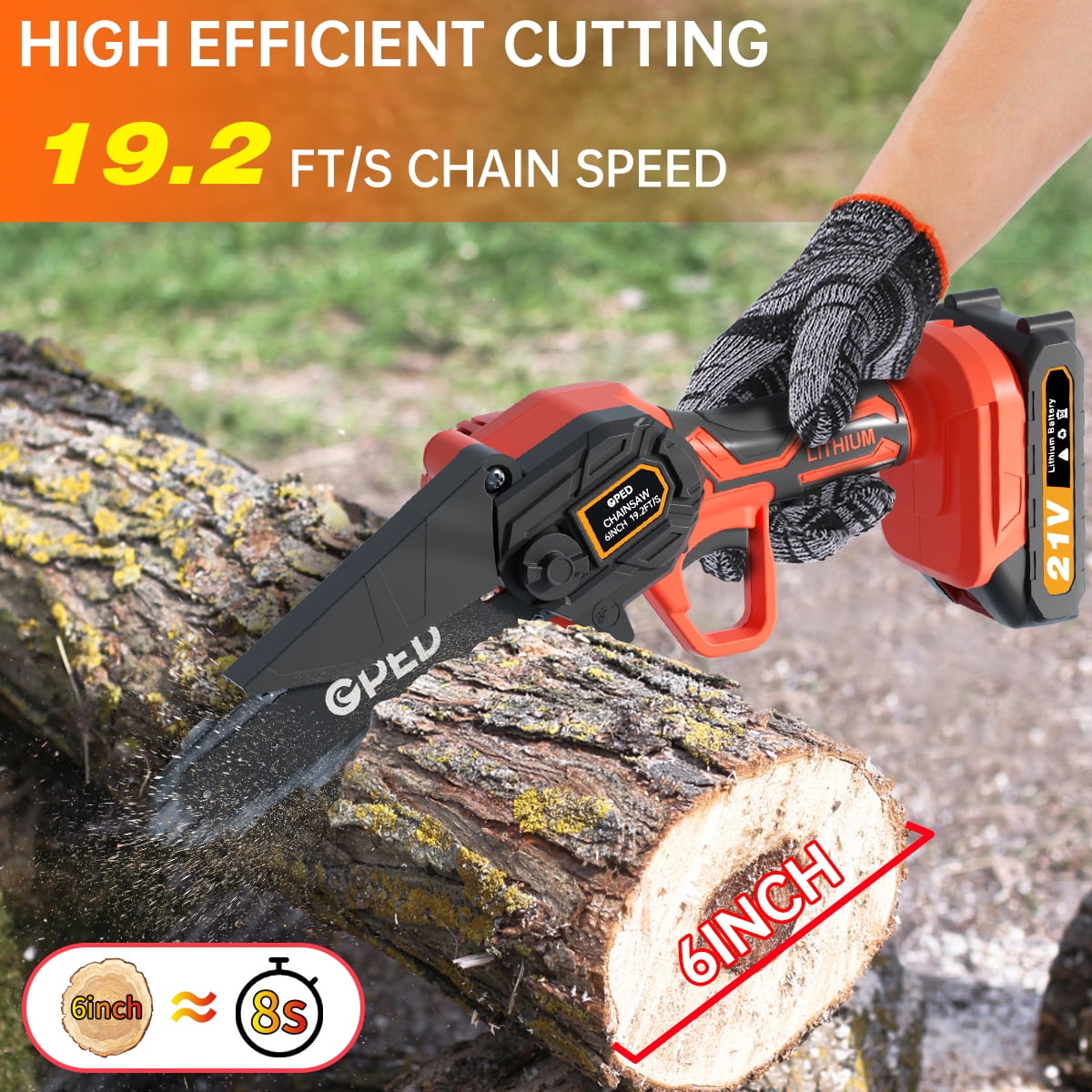 Mini Chainsaw Cordless 6 inch with 2 Battery, Mini Power Chain Saw with Security Lock, Electric Chainsaw, Handheld Small Chainsaw for Tree Trimming Wood Cutting (2 Mini Chainsaw + 2 Guide Plate)