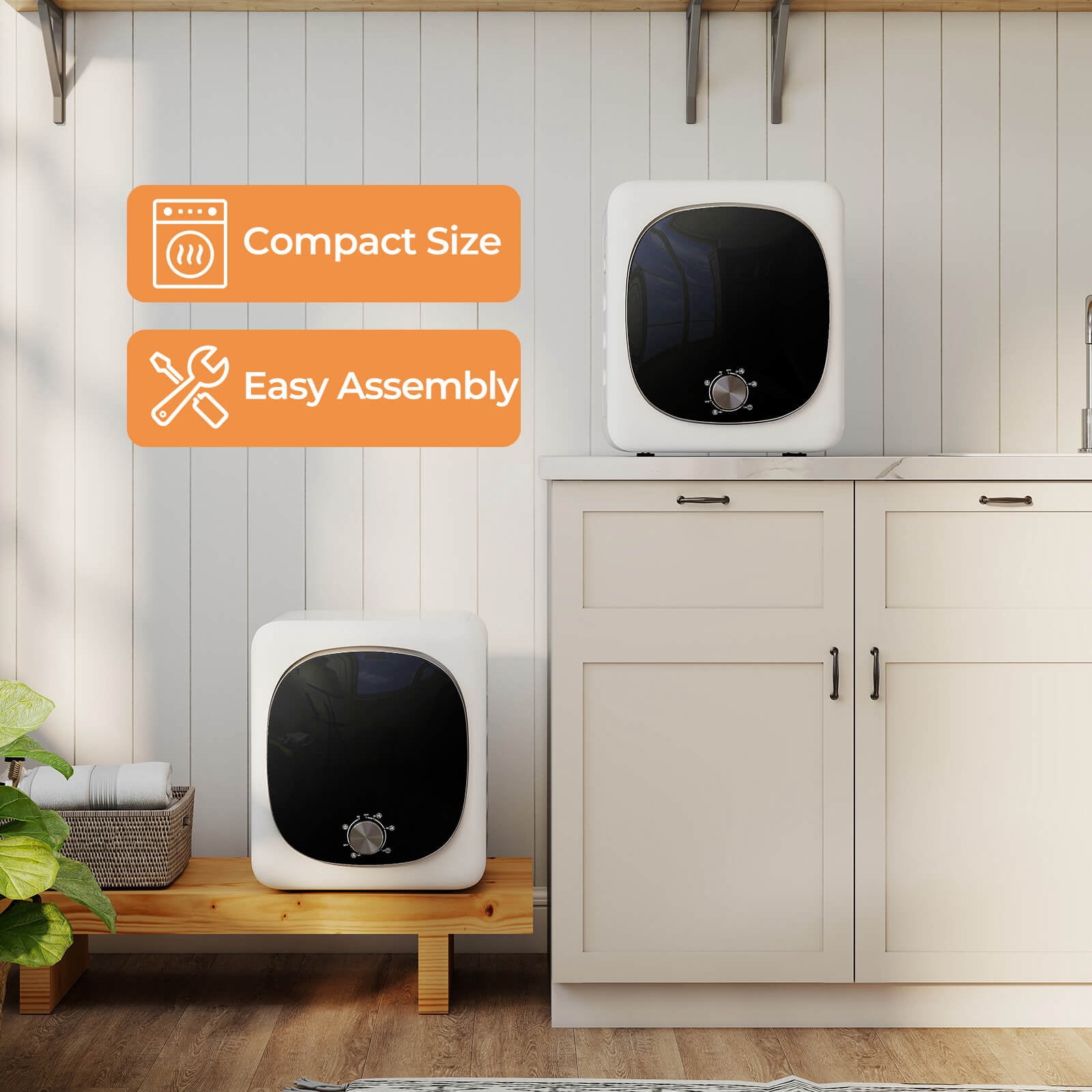 Costway 800W Electric 1.5 cu.ft Compact Drying Machine with Stainless Steel Tub 5 Modes