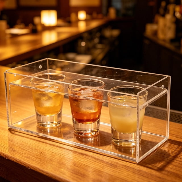 FELTECHELECTR Rack Acrílico Para Bebidas Con Soporte Estable Para Y Vasos En Espacios Reducidos