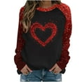 thumbnail image 1 of Penkiiy T-Shirt Ample à Manches Longues pour Dames Col Rond Confortable Hauts Slim Saint-Valentin Quotidien Grande Taille Imprimé Cœur m Rouge, 1 of 4