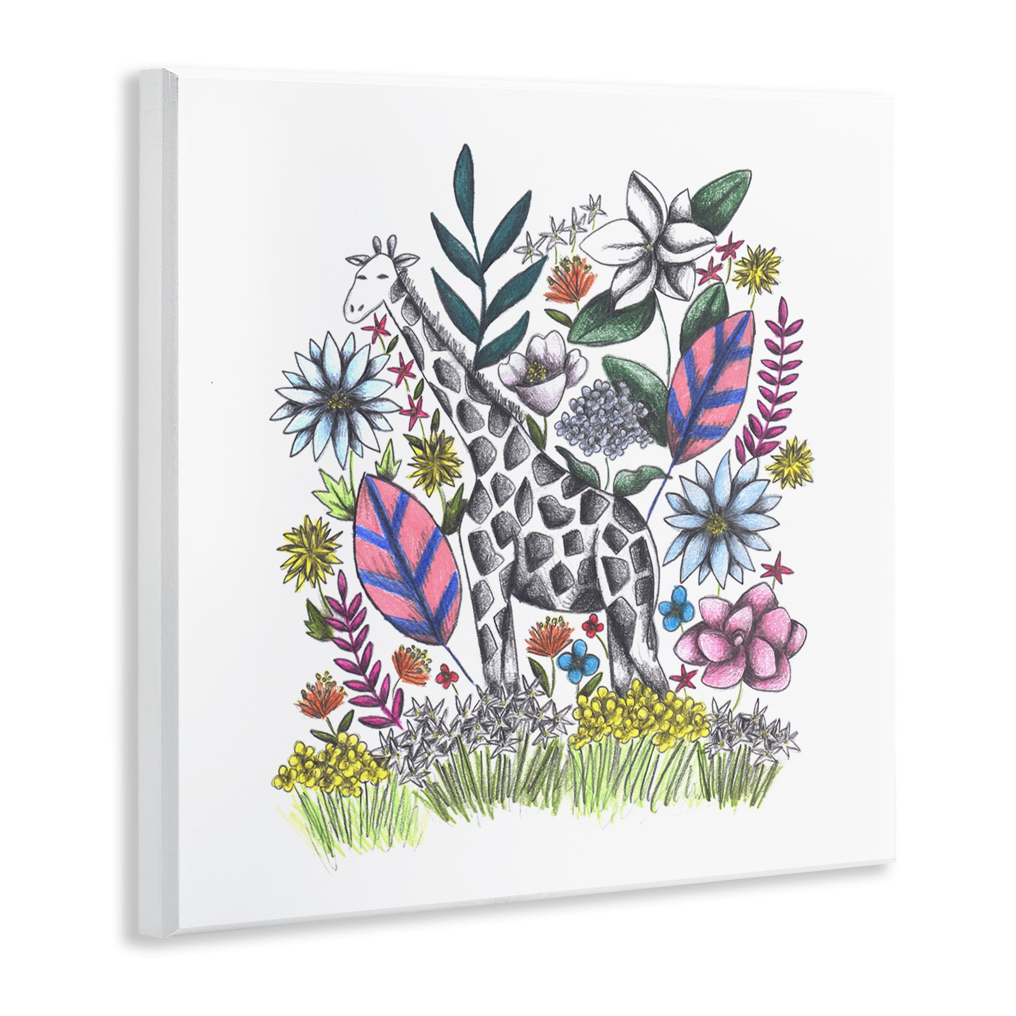 Giraffe in Midst of Flowers Wall Plaque Art, design by Cecilia Battaini