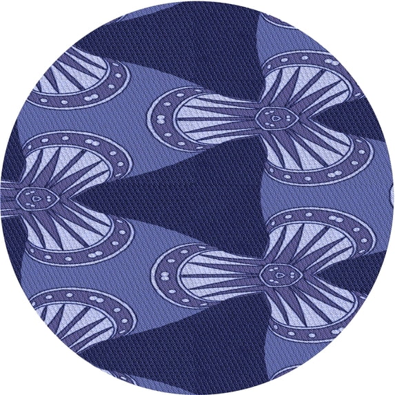 Ahgly Company Indoor Round Patterned Light Slate Blue Area Rugs, 3' Round