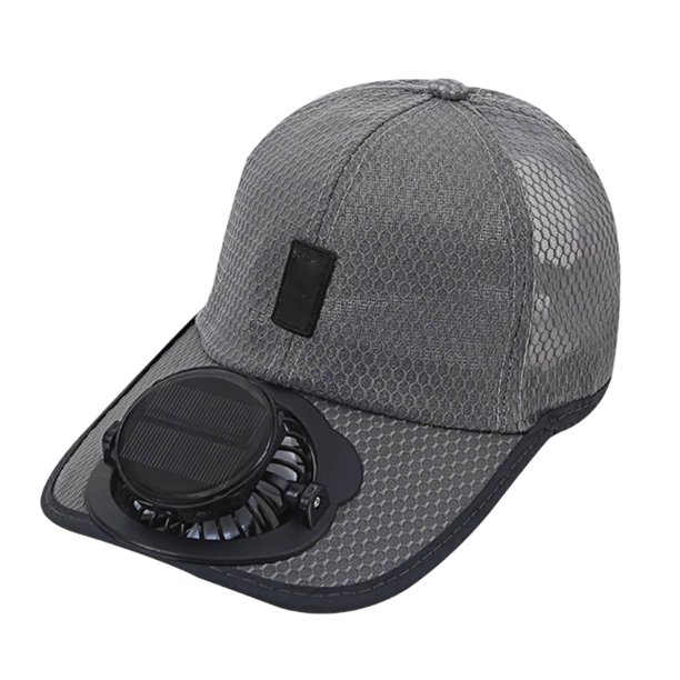 Gorra con ventilador solar transpirable y recargable con energía solar para playa, deportes y compras. Gris oscuro